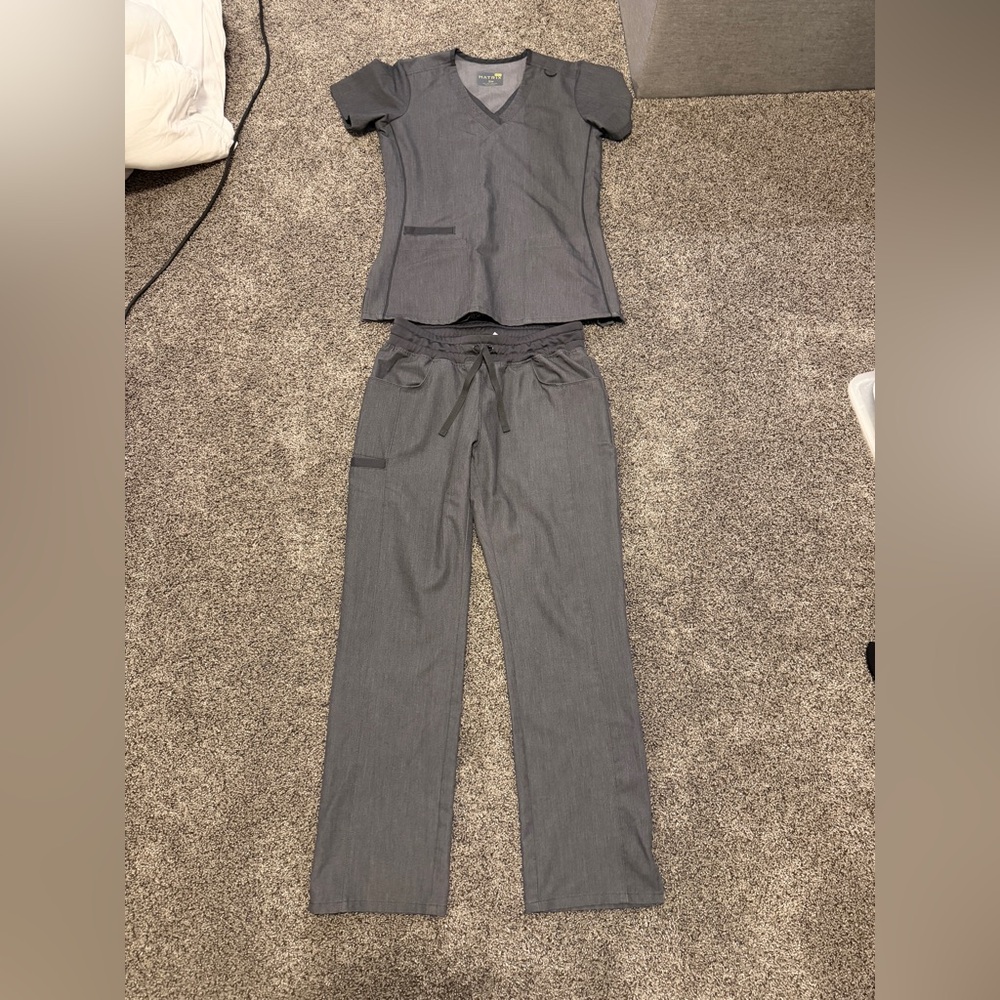 Matix Women's Gray Pinstripe Scrub Set